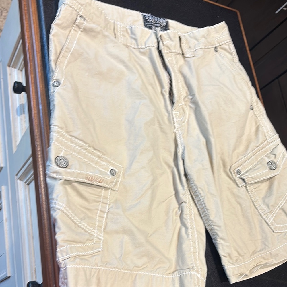Salvage Cream Cargo Shorts Utilitarian Design